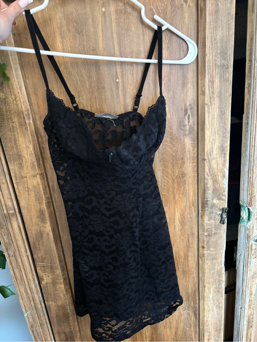 Papillon Blanc Black Lace Chemise with Adjustable Straps